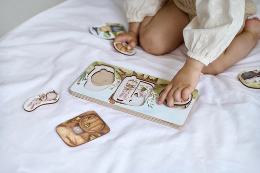 Montessori dėlionė su zuikiais