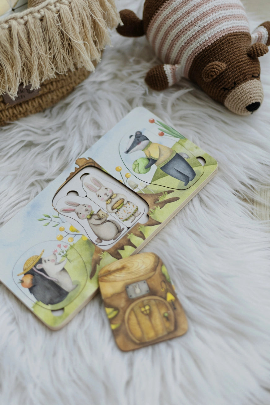 Montessori dėlionė su zuikiais